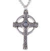 Ancient Knotwork Celtic Cross Moonstone Glass Stone Stylish Pewter Pendant