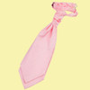 Baby Pink Mens Plain Satin Pre-tied Ruche Wedding Cravat Necktie 