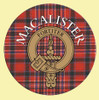 MacAlister Clan Crest Tartan Cork Round Clan Badge Coasters Set of 4