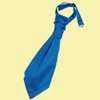 Electric Blue Boys Plain Satin Pre-tied Ruche Wedding Cravat Necktie 