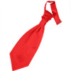 Scarlet Red Boys Plain Satin Pre-tied Ruche Wedding Cravat Necktie 