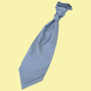 Dusty Blue Mens Plain Shantung Pre-tied Ruche Wedding Cravat Necktie 