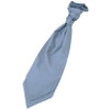 Dusty Blue Mens Plain Shantung Pre-tied Ruche Wedding Cravat Necktie 