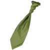 Olive Green Mens Plain Shantung Pre-tied Ruche Wedding Cravat Necktie 
