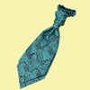 Teal Green Boys Paisley Microfibre Pre-tied Ruche Wedding Cravat Necktie 