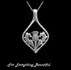 Thistle Single Oval Drop Scotland Emblem Sterling Silver Pendant