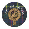 Farquharson Clan Crest Tartan Cork Round Clan Badge Coasters Set of 4