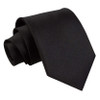 Black Mens Plain Satin Straight Tie Wedding Necktie