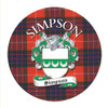 Simpson Coat of Arms Tartan Cork Round Scottish Name Coasters Set of 2