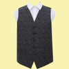 Charcoal Grey Mens Paisley Pattern Microfibre Wedding Vest Waistcoat 