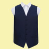 Navy Blue Mens Solid Check Pattern Microfibre Wedding Vest Waistcoat 