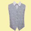 Silver Grey Boys Paisley Pattern Microfibre Wedding Vest Waistcoat 