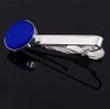 Royal Blue Plain Satin Inlay Round Wedding Mens Tie Clip Set Of Two