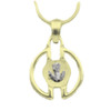 Voar Circular Scotland Thistle White Gold Motif 9K Yellow Gold Pendant