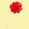 Scarlet Red Plain Satin Tie Pin Wedding Mens Lapel Pin Set Of Two