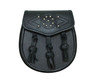 All Day Casual Celtic Embossed Studded Knotted Tassels Leather Mens Sporran 