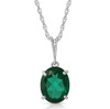 Green Emerald Oval Cut Ladies 14K White Gold Pendant