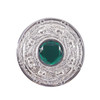 Scotland Thistle Green Glass Stone Chrome Finish Stylish Pewter Plaid Brooch
