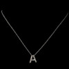 A Initial Letter Monogram Cubic Zirconia Crystal Sterling Silver Necklace 