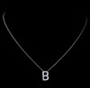 B Initial Letter Monogram Cubic Zirconia Crystal Sterling Silver Necklace 
