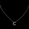 C Initial Letter Monogram Cubic Zirconia Crystal Sterling Silver Necklace 