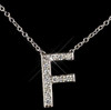 F Initial Letter Monogram Cubic Zirconia Crystal Sterling Silver Necklace 