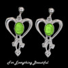 Glasgow Girls Heart Oval Green Peridot Sterling Silver Drop Earrings