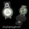Celtic Trinity Knot Pewter Motif Stainless Steel Leather Belt Pocket Watch