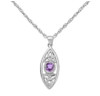 Purple Amethyst Elongated Celtic Trinity Knots Sterling Silver Pendant