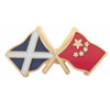 Saltire China Crossed Country Flags Friendship Enamel Lapel Pin Set x 3