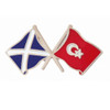 Saltire Turkey Crossed Country Flags Friendship Enamel Lapel Pin Set x 3