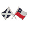 Saltire Chile Crossed Country Flags Friendship Enamel Lapel Pin Set x 3