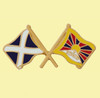 Saltire Tibet Crossed Flags Friendship Enamel Lapel Pin Set x 3