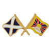 Saltire Tibet Crossed Flags Friendship Enamel Lapel Pin Set x 3