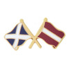 Saltire Latvia Crossed Country Flags Friendship Enamel Lapel Pin Set x 3