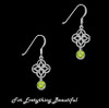 Green Peridot Endless Celtic Knotwork Sterling Silver Earrings