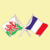 Wales France Crossed Country Flags Friendship Enamel Lapel Pin Set x 3