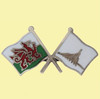 Wales Rhone Alps France Crossed Flags Friendship Enamel Lapel Pin Set x 3