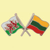 Wales Lithuania Crossed Country Flags Friendship Enamel Lapel Pin Set x 3