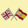Union Jack Spain Crossed Country Flags Friendship Enamel Lapel Pin Set x 3
