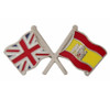 Union Jack Spain Crossed Country Flags Friendship Enamel Lapel Pin Set x 3