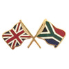 Union Jack South Africa Crossed Country Flags Friendship Enamel Lapel Pin Set x 3