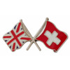 Union Jack Switzerland Crossed Country Flags Friendship Enamel Lapel Pin Set x 3