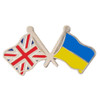 Union Jack Ukraine Crossed Country Flags Friendship Enamel Lapel Pin Set x 3