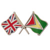 Union Jack Guyana Crossed Country Flags Friendship Enamel Lapel Pin Set x 3