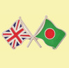 Union Jack Bangladesh Crossed Country Flags Friendship Enamel Lapel Pin Set x 3