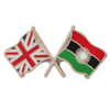 Union Jack Malawi Crossed Country Flags Friendship Enamel Lapel Pin Set x 3