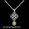 Green Peridot Endless Celtic Knotwork Sterling Silver Pendant
