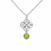 Green Peridot Endless Celtic Knotwork Sterling Silver Pendant