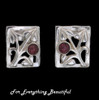 Glasgow Girls Art Nouveau Square Motif Amethyst Sterling Silver Stud Earrings